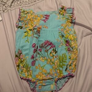 Vineyard Vines Floral Kids Bodysuit - Aqua and Yellow